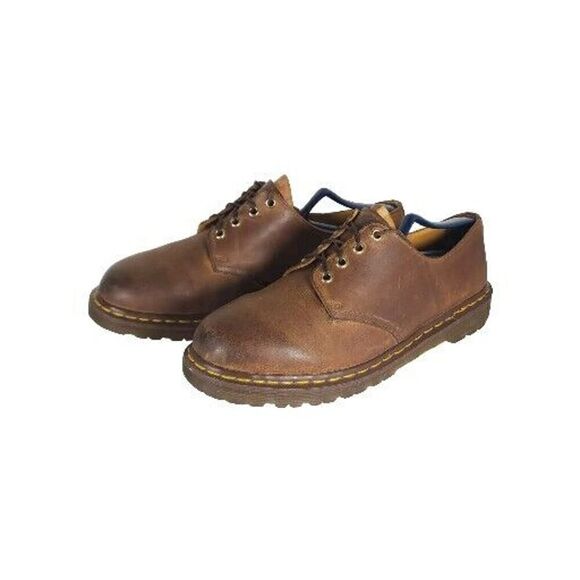 Dr Martens Men's 1561/59 VTG US12 Uk11 Brown Leather 4 Eyelet Oxford Shoes - Picture 1 of 16